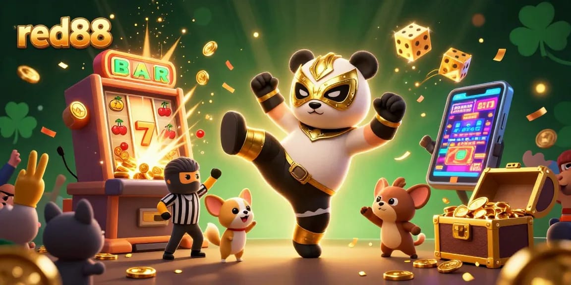 Experience the excitement of red88 with a thrilling slot jackpot scene featuring vibrant animal characters.
