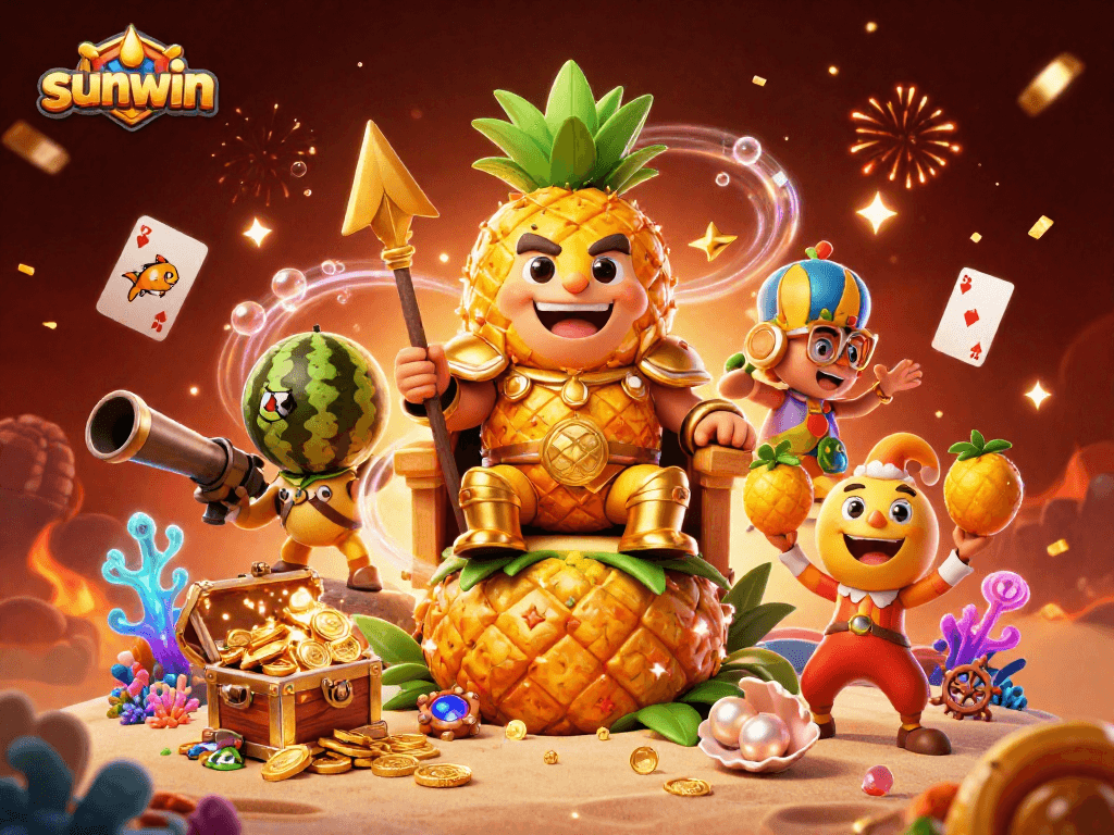 Experience exciting gaming adventures at sunwin with a colorful casino-themed 3D illustration.