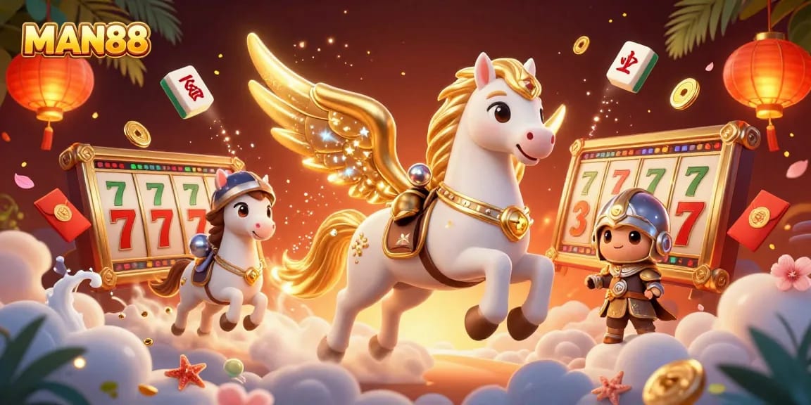 Experience MAN88 with thrilling jackpots and vibrant casino elements in this captivating illustration.