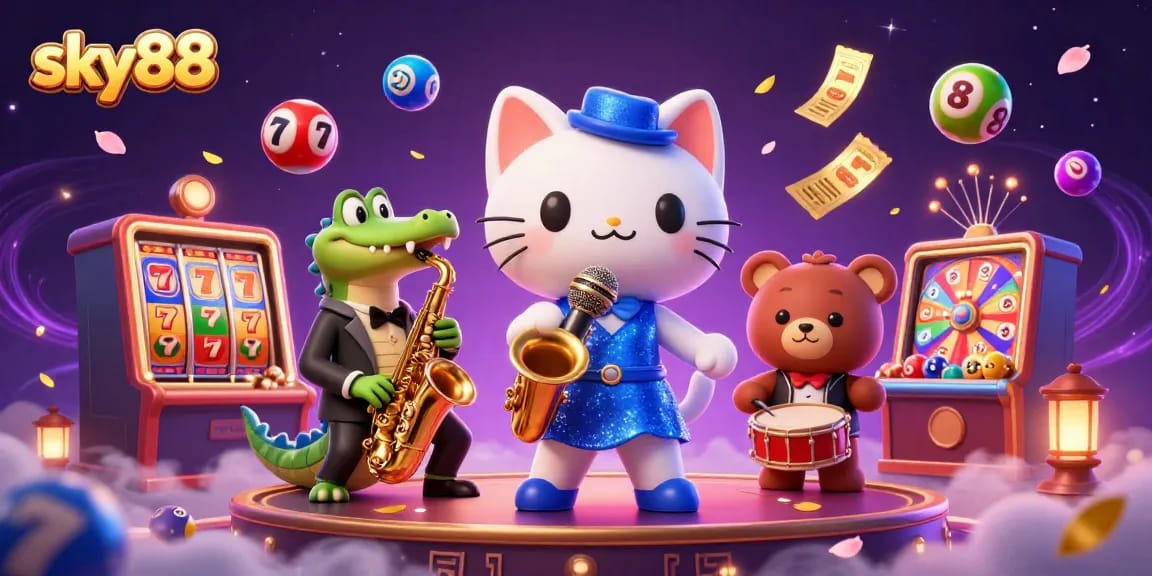 Engage in thrilling gameplay with sky88 featuring vibrant characters immersed in a casino atmosphere.