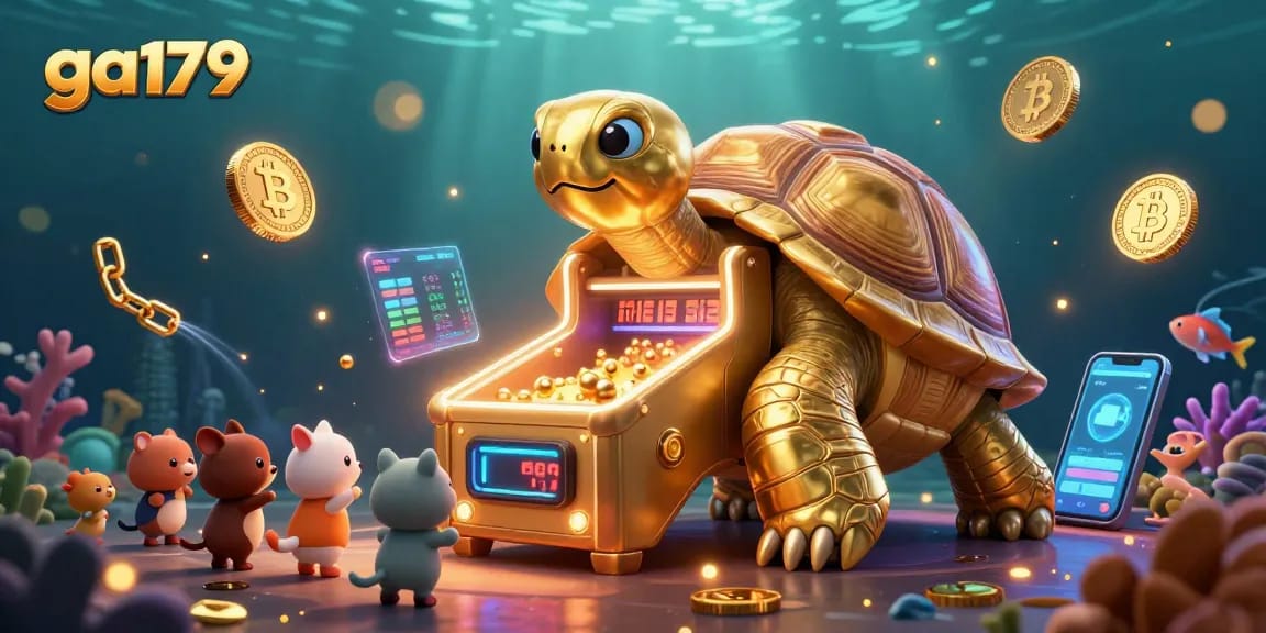 Engage with ga179's exciting fish shooting game featuring a golden tortoise inside a dynamic pinball setting.