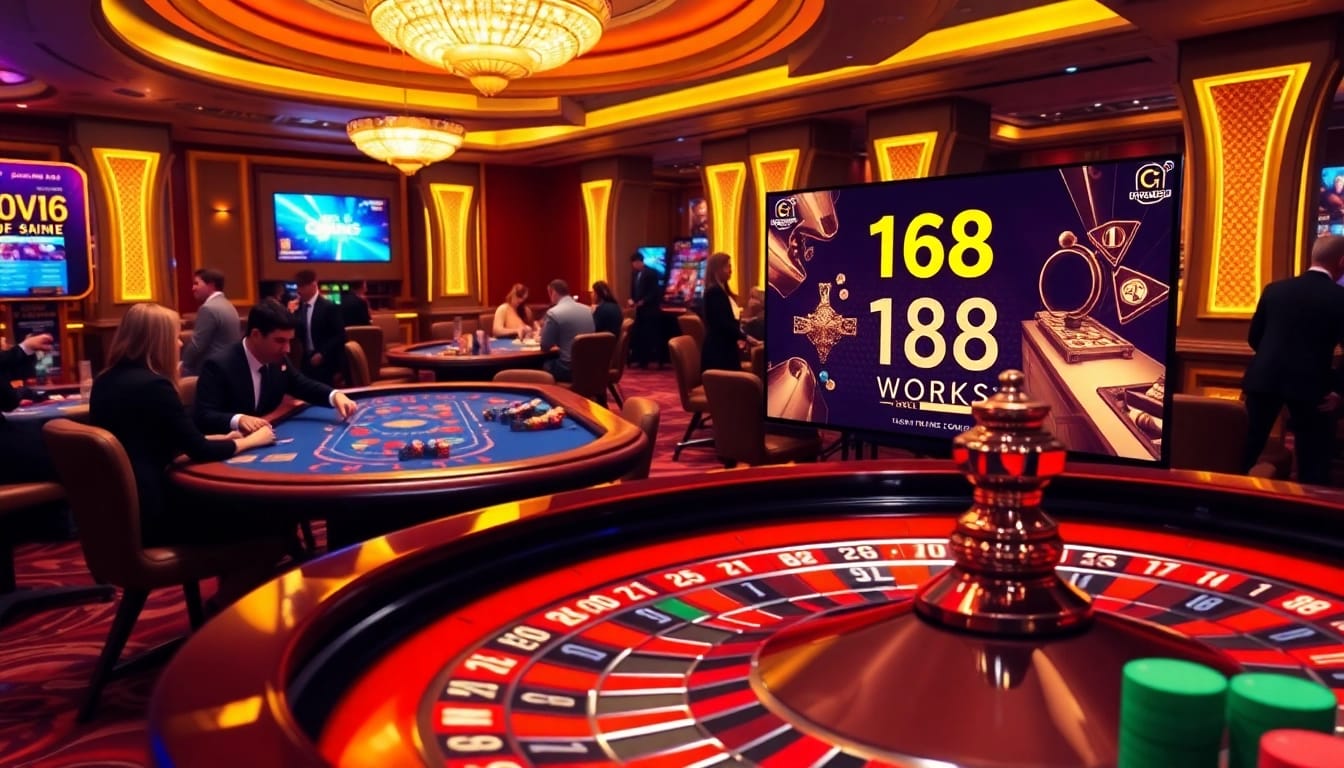 Experience the thrill of c168 works at a luxurious casino table with gamblers engaged in high-stake action.