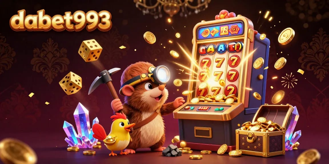 DABET993 unlocks thrilling jackpot excitement with vibrant slot machine action bursting with gold and gems.
