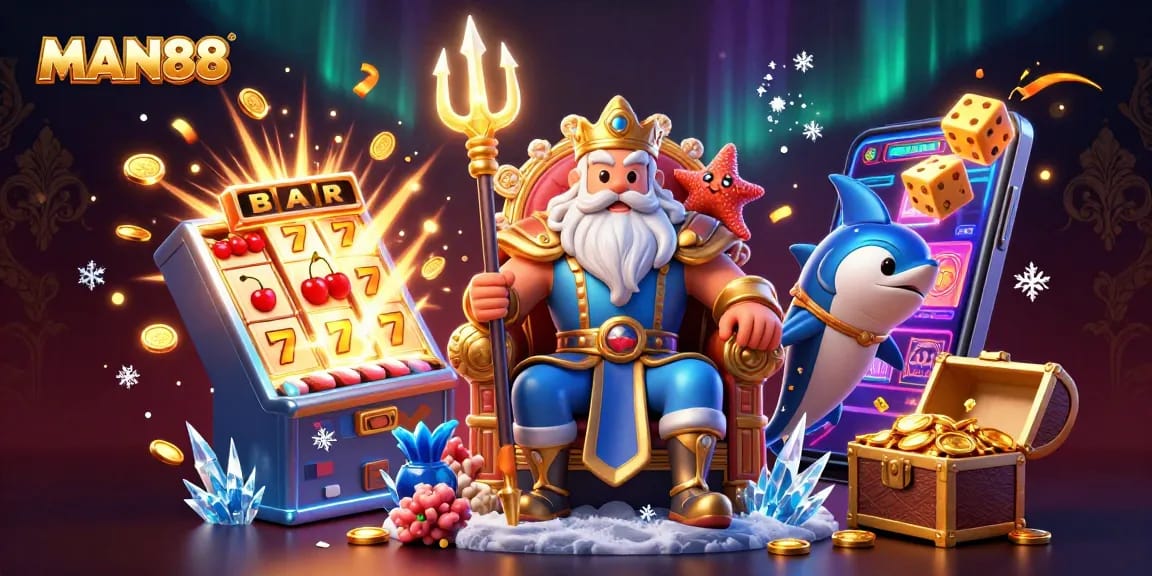 Join MAN88 for thrilling gaming adventure with Neptune and slot machine excitement