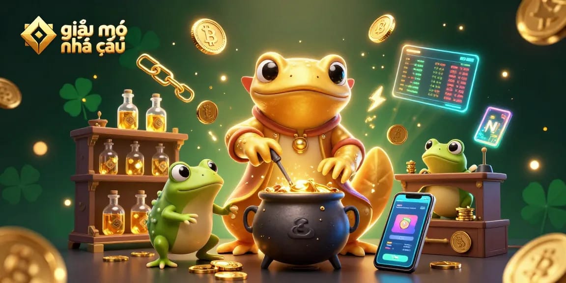 Engaging illustration of giải mã nhà cái with dynamic alchemical casino themes and dazzling gold elements.