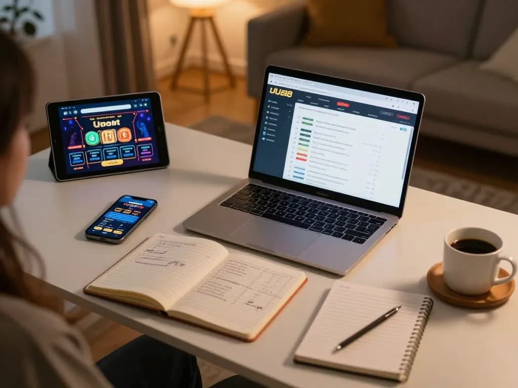 Engaging online gaming experience at home using UU88 vom platform with laptop and mobile devices