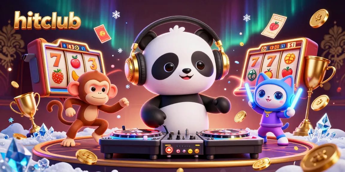 Experience thrilling gaming at hitclub with a vibrant 3D scene of casino characters showcasing the excitement of slots.