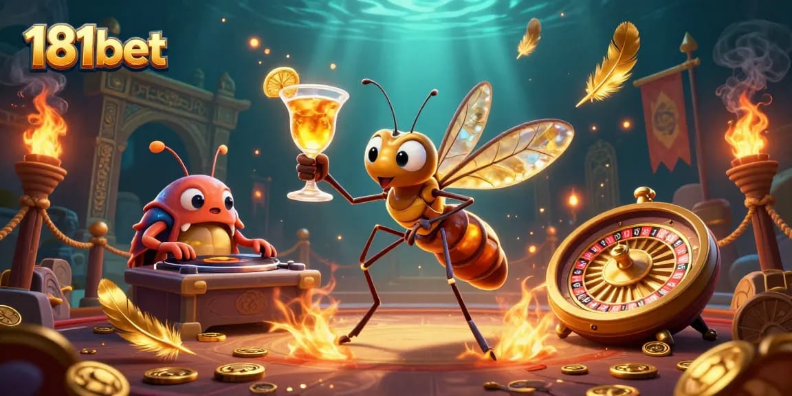 Experience thrilling gameplay at 181bet with a unique illustration of a casino mascot highlighting opportunities.