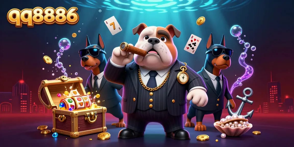 Engage in thrilling gameplay with qq8886 showcasing a bulldog mafia boss and stunning casino elements.