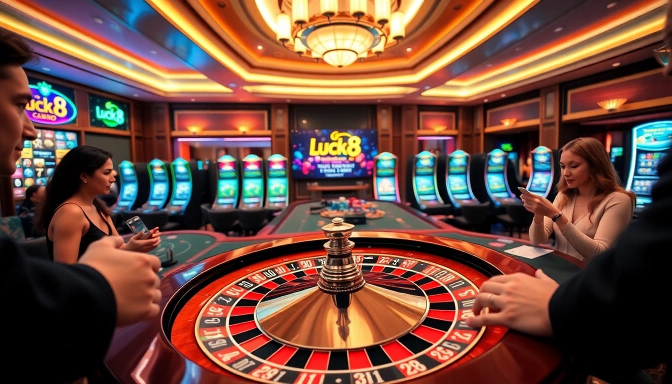 Winning players at Luck8 casino, engaged in an exciting roulette game.