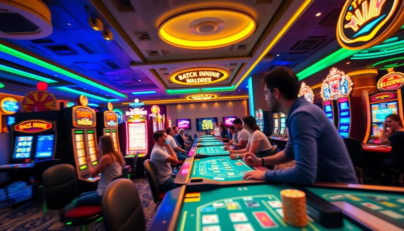 Players experiencing the thrill of NOHU's exciting online casino games with vibrant elements.