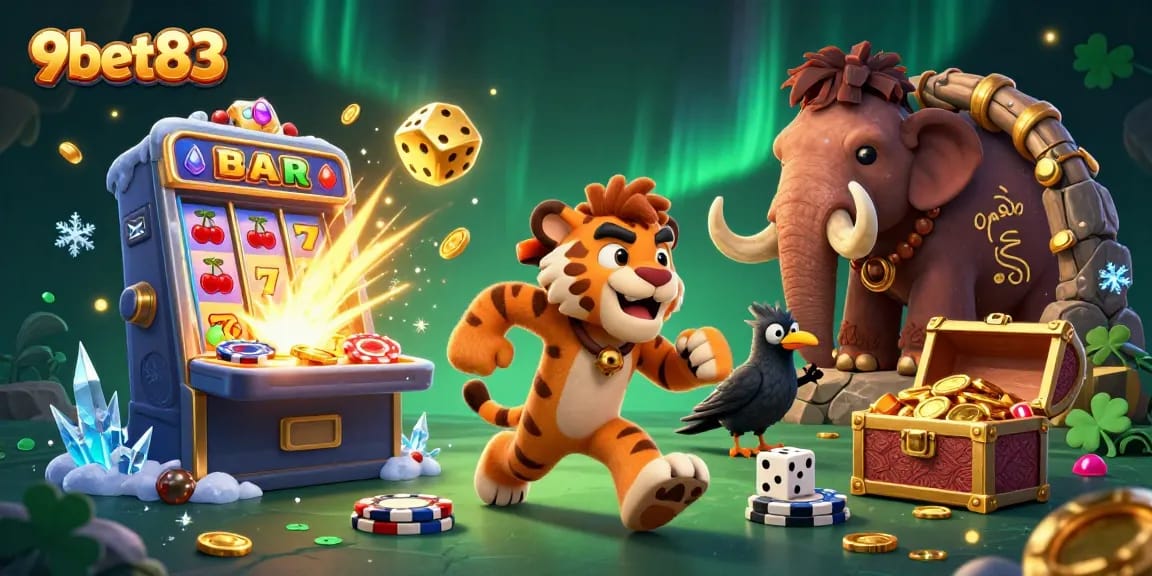 Experience the thrill at 9bet83 with an explosion of casino excitement featuring lively characters and games.