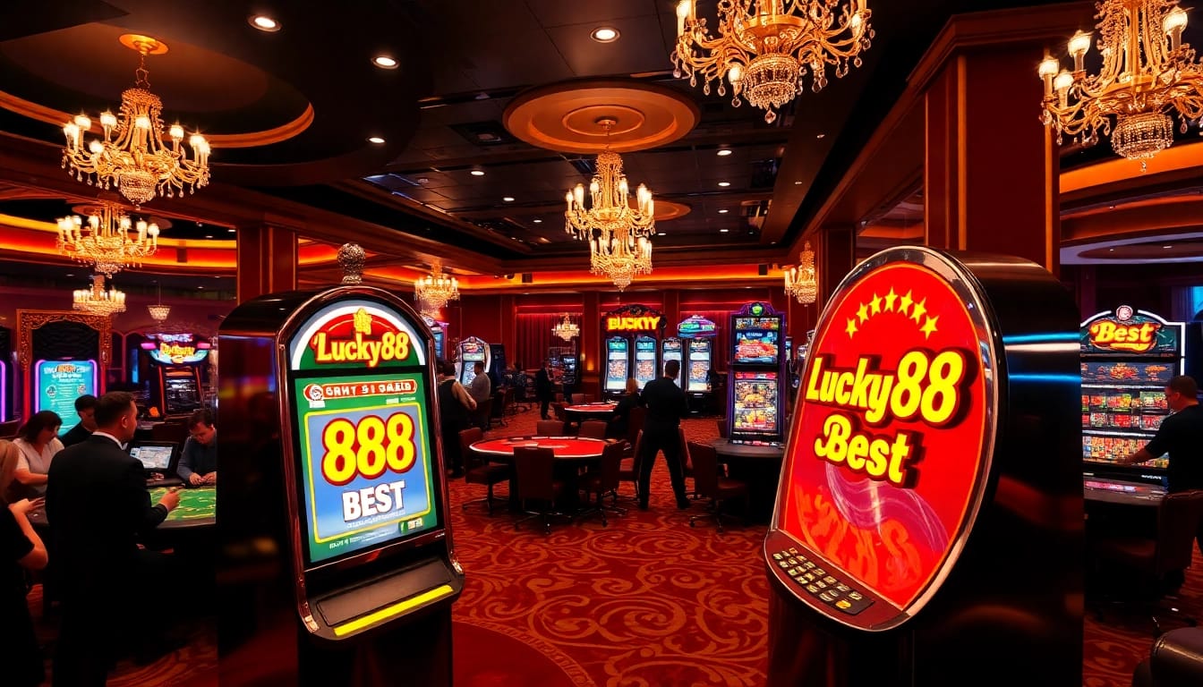 Exciting scene at the casino with players engaging in games, showcasing lucky88 best winning moments.