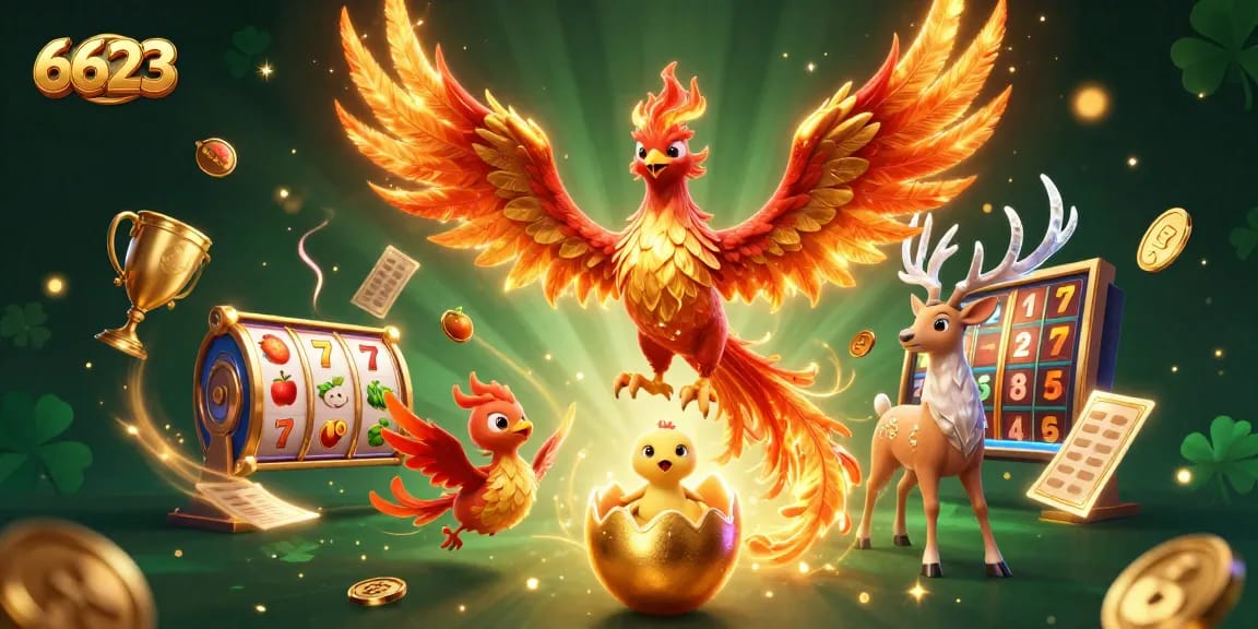 Experience the thrill of 6623 slots with vibrant phoenix and magical elements in a captivating scene.