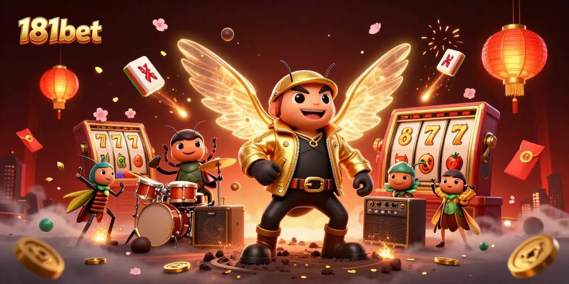 Join the excitement of 181bet with a vibrant casino-themed 3D illustration full of action and winning symbols.