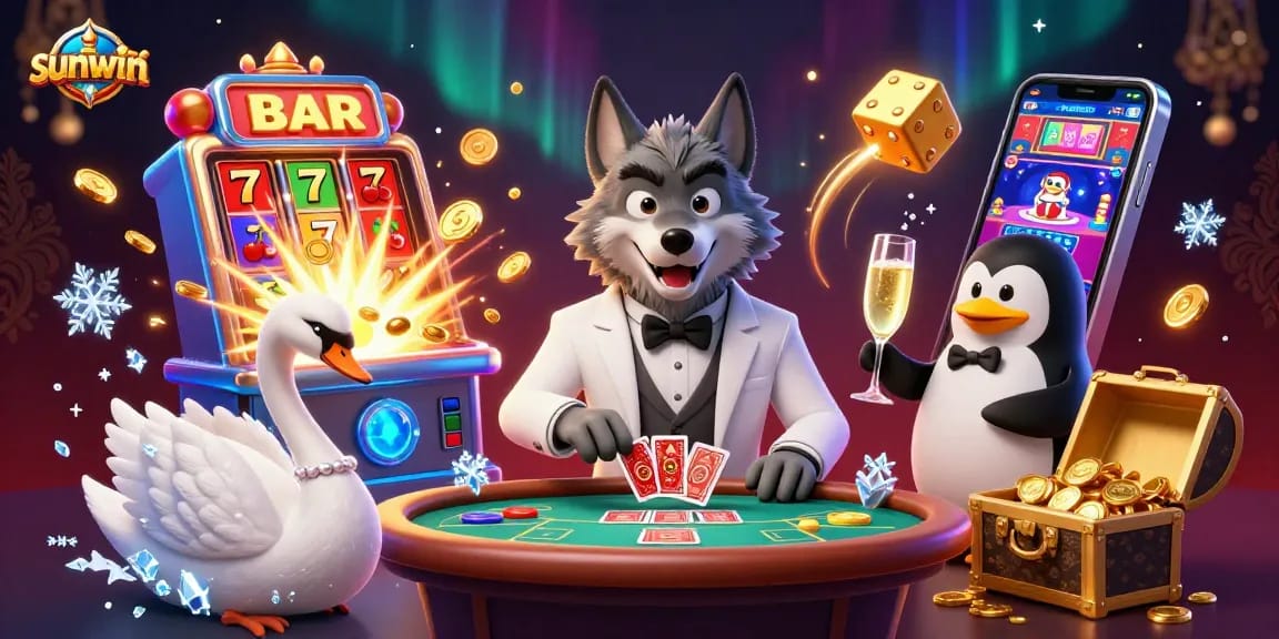 Engage in thrilling gameplay at sunwin with a vibrant casino scene featuring dynamic characters and jackpots.