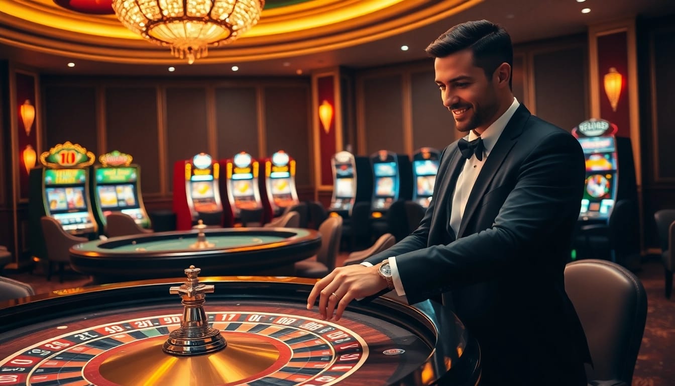 A player enjoying a thrilling bet at http://78wins.io/ in an elegant casino setting.