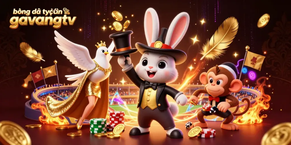Experience thrilling bóng đá trực tuyến gavangtv action with cartoon characters in a dynamic casino scene.