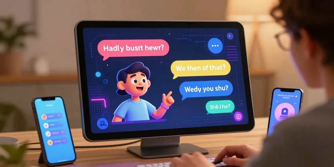Engaging user interacting with an NSFW chat bot in a colorful digital environment, showcasing animated conversation elements.