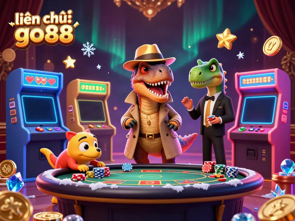 Experience the thrill of gaming with a lively depiction of the liên hệ go88 casino scene featuring animated characters in action.