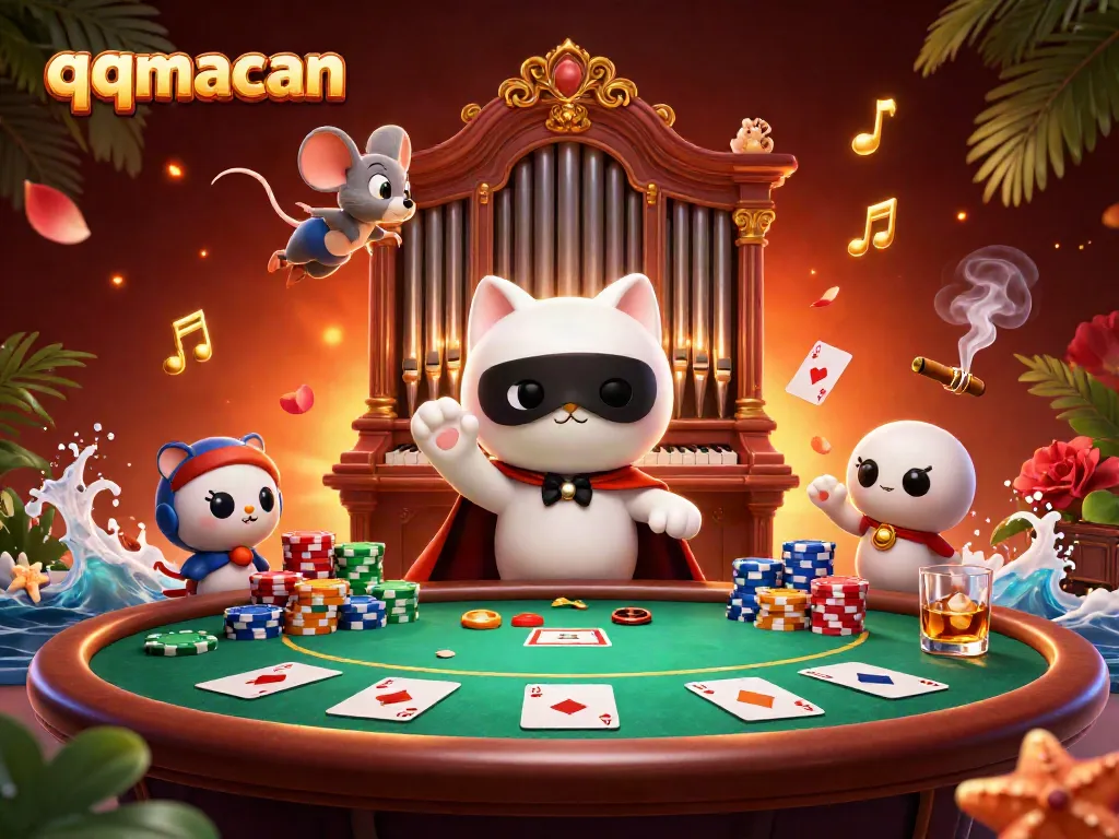 Experience thrilling gameplay with qqmacan at an ornate casino featuring dynamic poker elements.