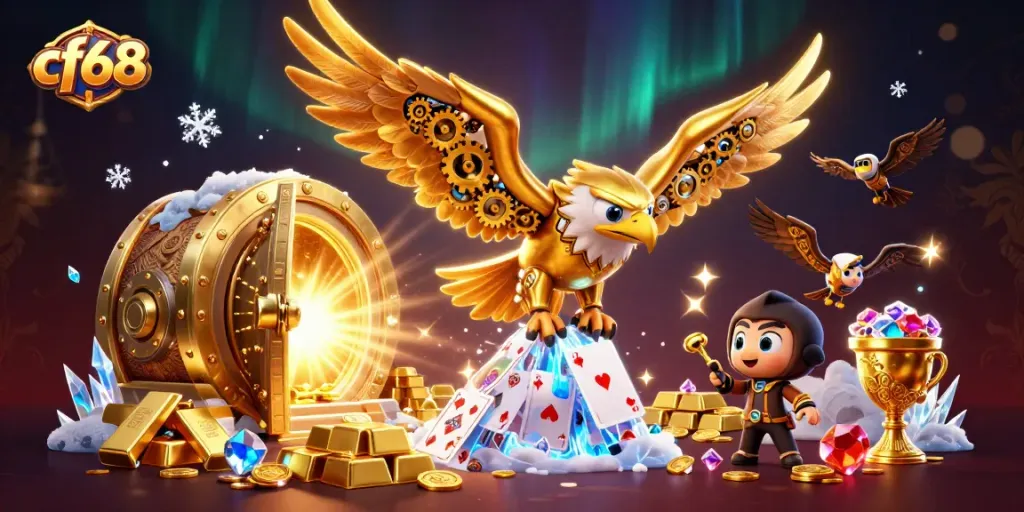 Engage with cf68 to uncover thrilling casino adventures amidst golden treasures and holographic displays.