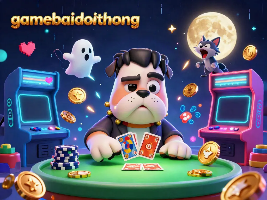 Experience gamebaidoithuong with a vibrant 3D cartoon gambling scene featuring iconic characters and gaming elements.