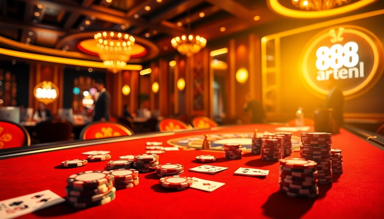 Players engaging with the 88aa gaming table, showcasing luxury casino vibes and strategic gaming.