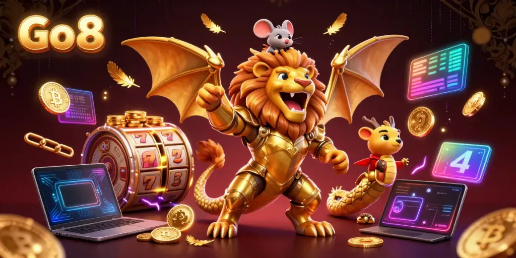 Step into the action with Go 8, where golden chimera and mouse jockey conquer the casino world.