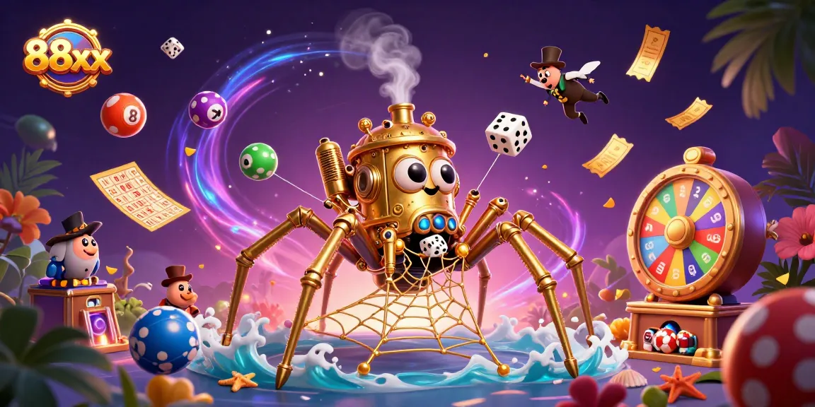 Experience thrilling gameplay with 88xx in a vibrant lottery-themed 3D illustration.