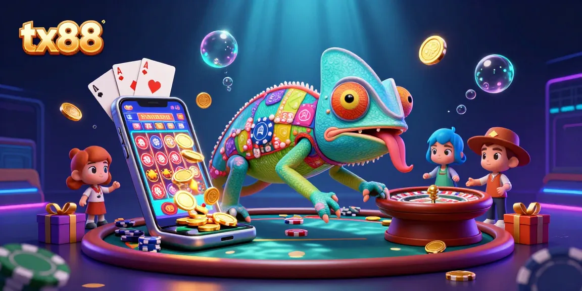 tx88 players engaging in exciting casino games with the chameleon casino owner.