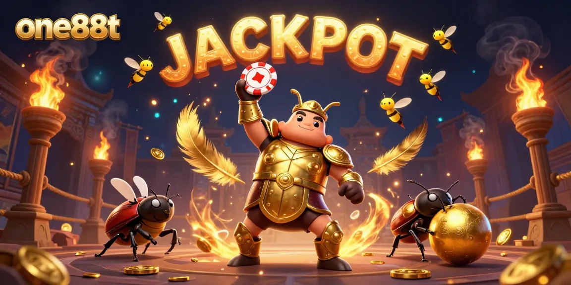 Win big with one88t in this vibrant casino-themed illustration showcasing exciting gaming elements.