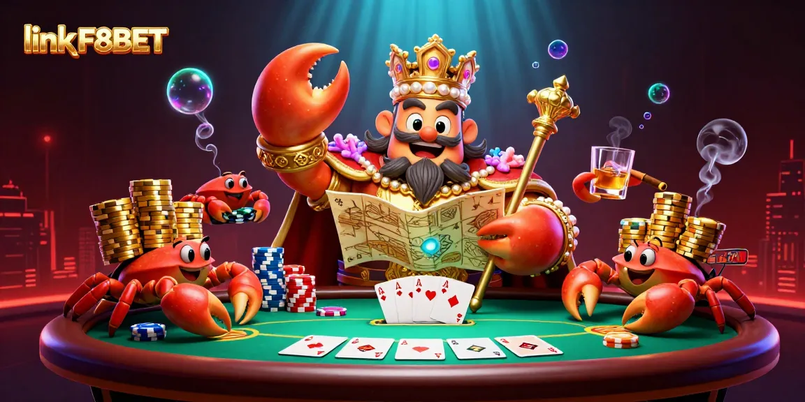 Experience the excitement of link F8BET with vibrant characters and poker elements in an energetic casino scene.